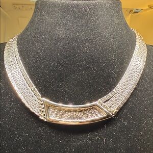 Monet Necklace Silver Tone Vintage 13-16 Inches Adjustable Signed